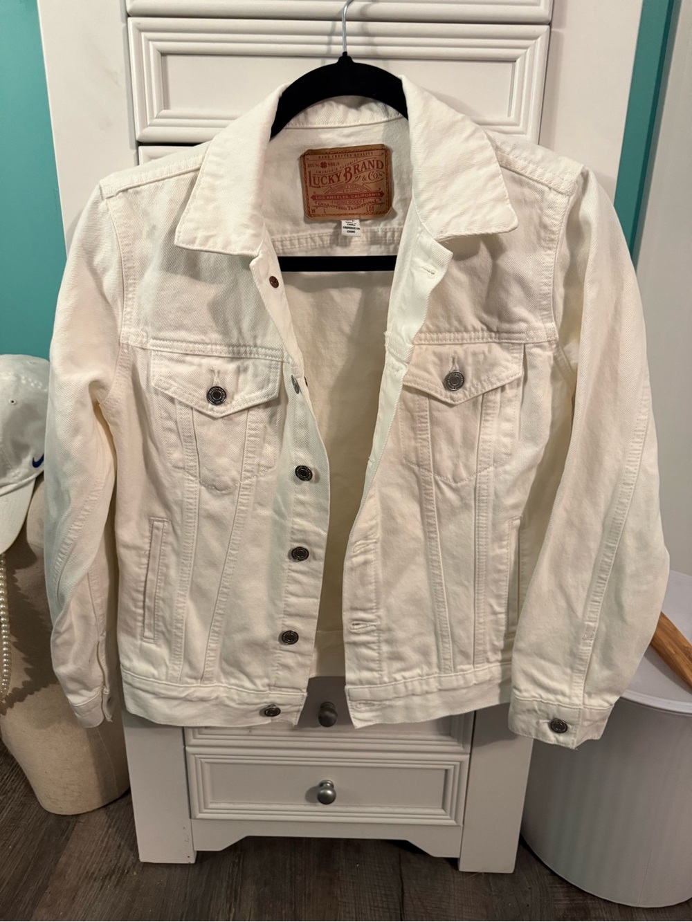 Lucky Brand White Denim Trucker Jacket